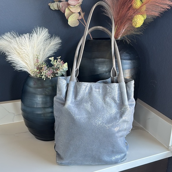 Hammitt Oliver Stingray Sparkly Bucket Tote Bag with Brushed Silver Rivets - Picture 4 of 12